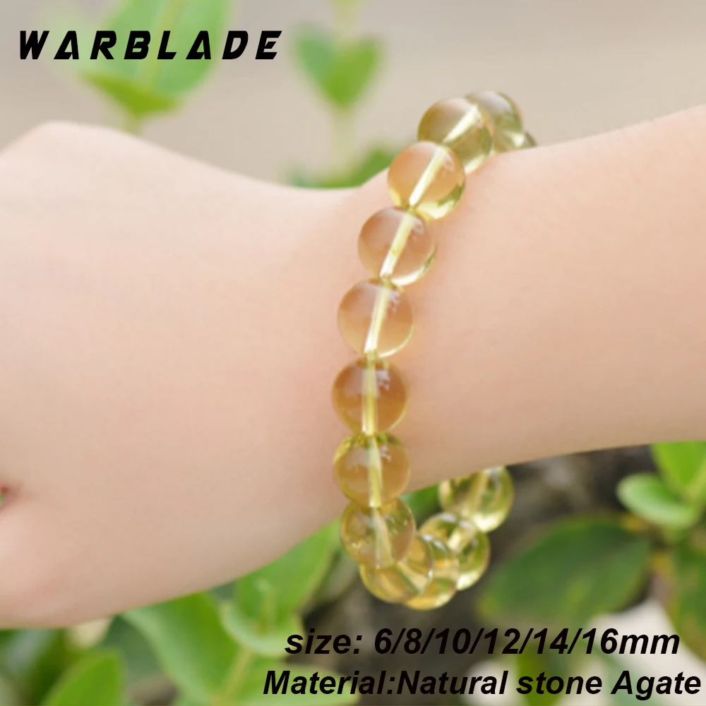 

WarBLade AAAAA 5A Natural Stone Bracelets Lemon Crystal Beads Elastic Rope Chain Bracelets Bangles For Women Jewelry bracciale