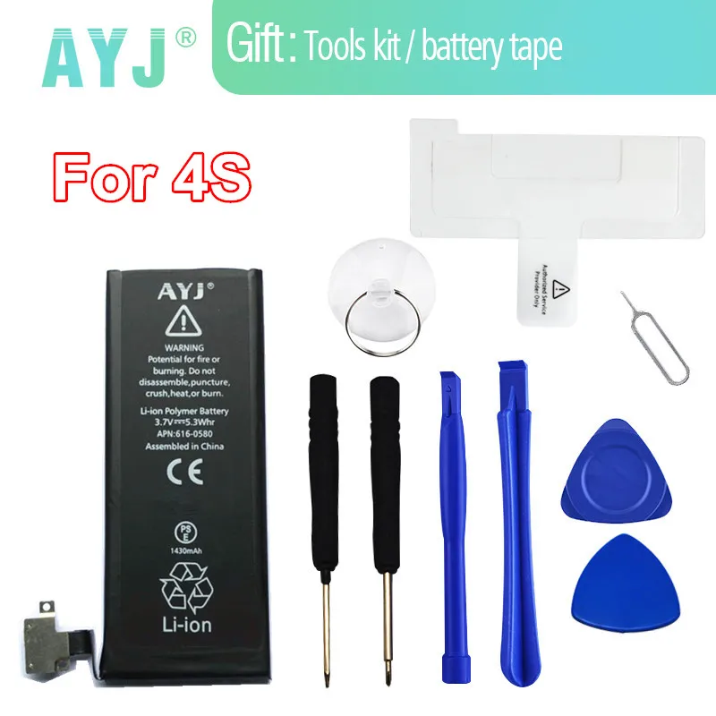 AYJ аккумулятор для iPhone 4S 5S 6 6S 7 iPhone4s GSM/CDMA абсолютно 1430mAh Bataria Замена литий-ионных батарей