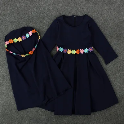 Платье мусульманское и длинное платье + платок для девочек детская одежда из 2