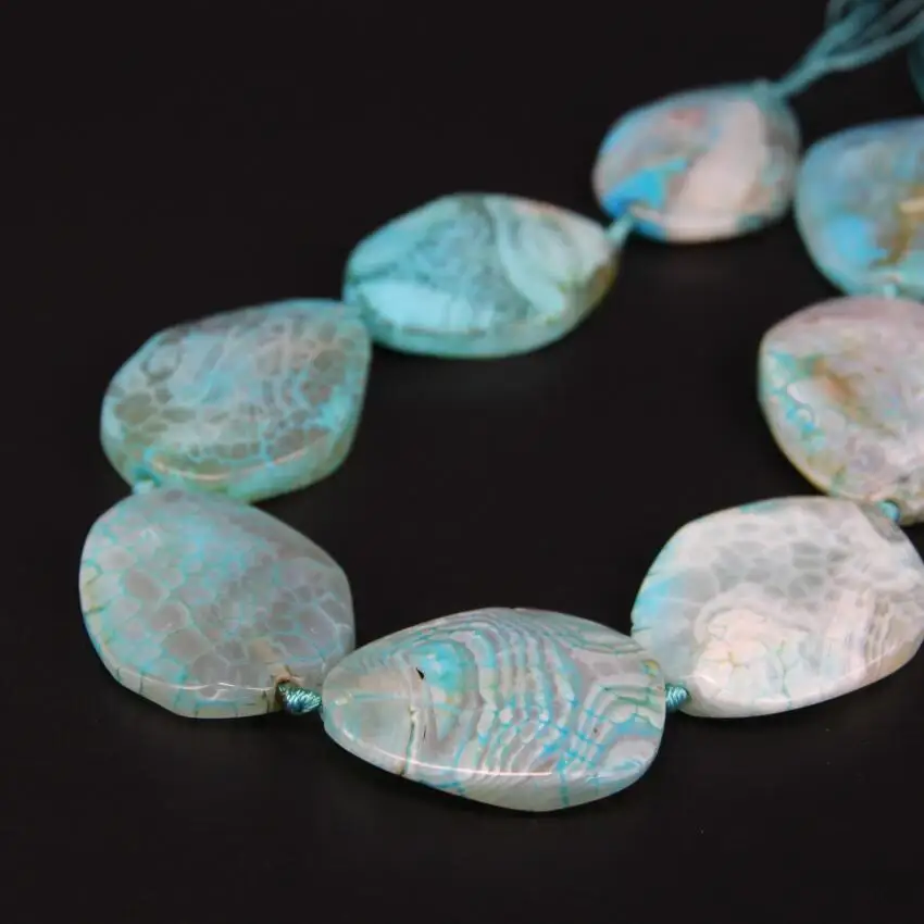 

15,5 дюйма/нитка, небесно-голубые натуральные Агаты, вены дракона, друзовидные бусины произвольной формы граненая плита, незакрепленные буси...