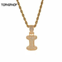 tophiphop hip hop bubble letter i pendant necklace with rope chain pave aaa cz exquisite hip hop jewelry gift for women