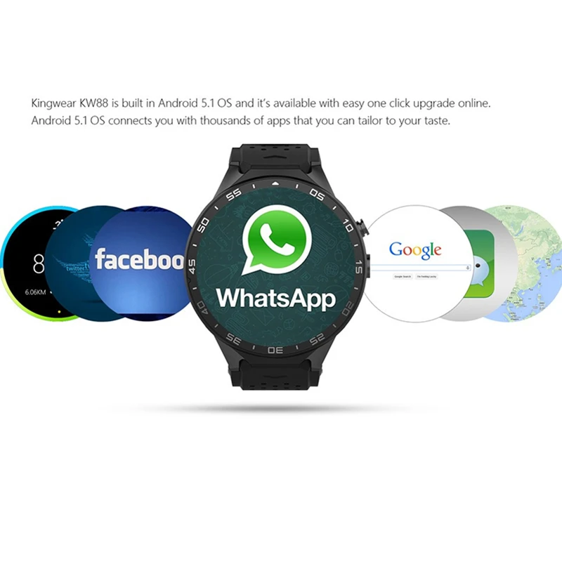 2019 KW88 ОС android 5 1 Смарт часы Электроника 39 дюйма mtk6580 SmartWatch phone support 2.0MP 3g Wi Fi nano SIM