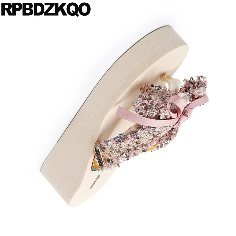 Flatforms лук-узел широкая спортивная женская обувь платформе дизайнер танкетке