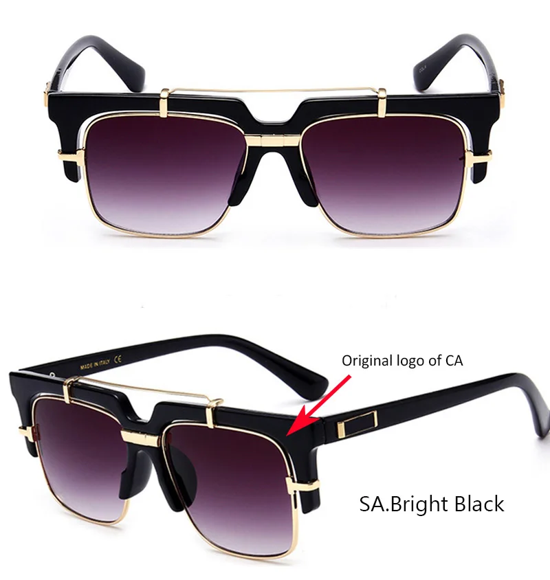 Sun Bright Black CAZ3L CA 2207 с оригинальным логотипом из полуоправа солнцезащитные очки на половину линзы Для мужчин солнцезащитные очки оттенки стимпанк оправы для очков Брендовая Дизайнерская обувь UV400 - Цвет линз: Sun Bright Black