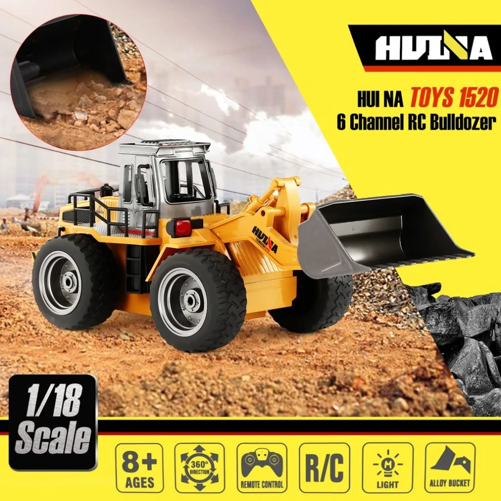 HUINA 1520 6CH RC Металл бульдозер дистанционное управление Tractork РТР Фронтальный