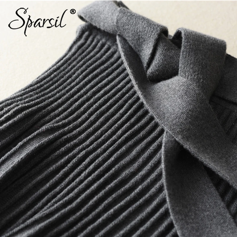 Женская Длинная шерстяная юбка Sparsil однотонная плиссированная офисная