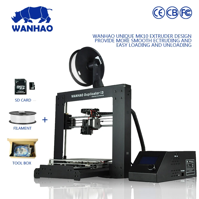

WANHAO I3 V2.1 3D mental printer in adorable price fed with 1.75mm filamen, upgraded quality high precision reprap Prusa printer
