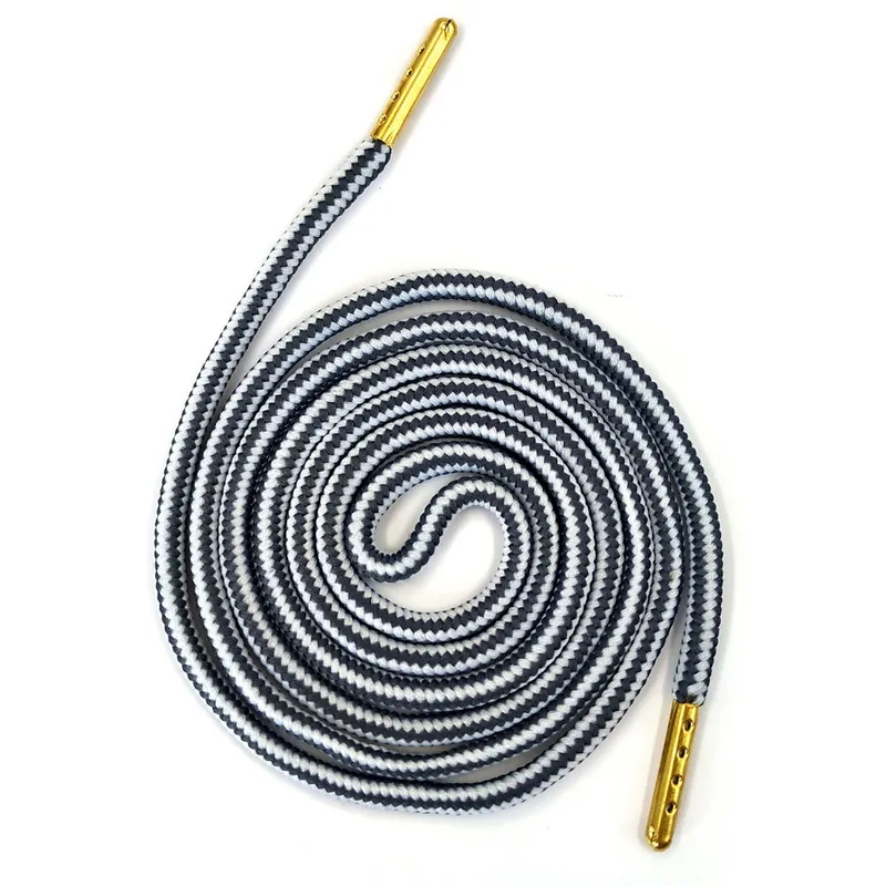 02 White Gray JUPHAIR дизайн дешевые спортивные круглые шнурки золотые металлические наконечники двойной цвет полосатый Нескользящая уличная спортивная обувь со шнурками - Цвет: 02 White Gray