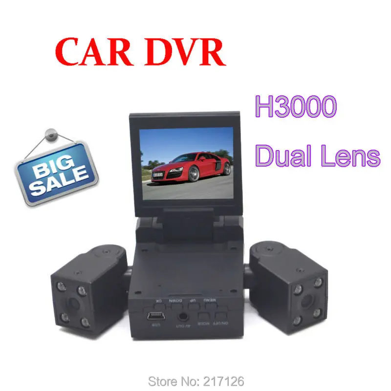 H3000 2 дюйма 1080P двойной объектив TFT Cam Автомобильный регистратор 120 широкоугольный 8