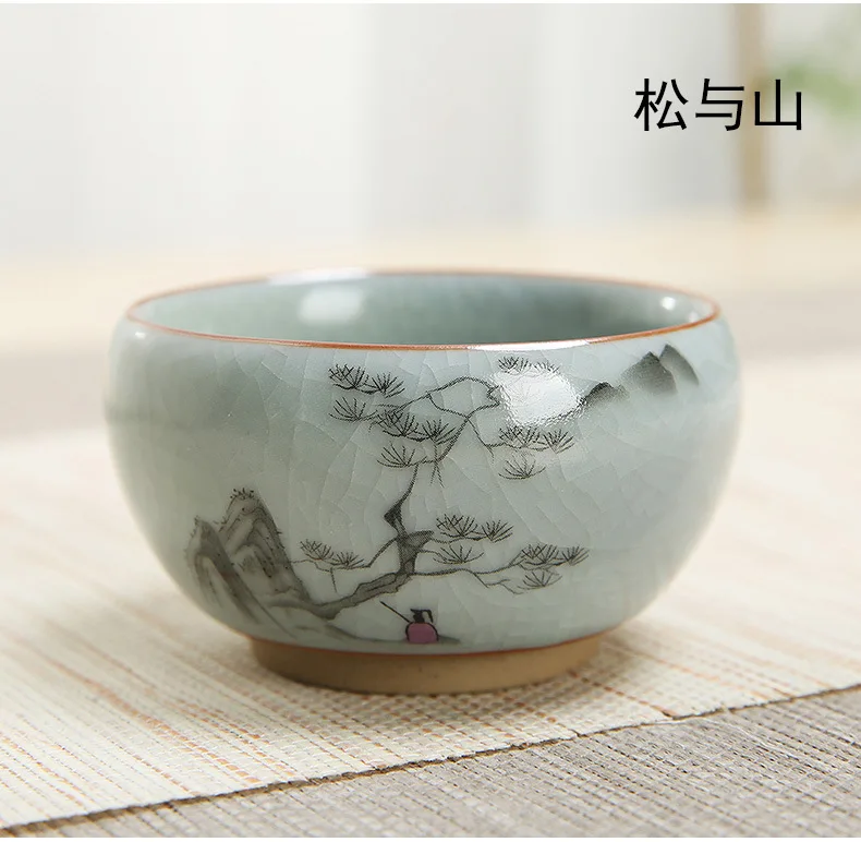 Ceramics your kiln ice crack ceramic tea cup master cup painted landscape painting tea cup