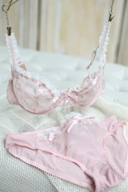 Женский кружевной бюстгальтер с вышивкой ультратонкий прозрачный цветочной 4