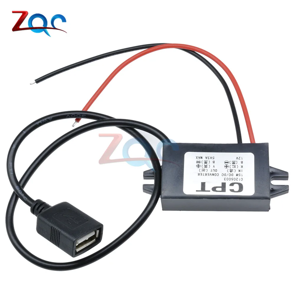 DC-DC 12 В до 5 В 3 А 15 Вт автомобильный преобразователь питания Micro Mini USB понижающий напряжение источник питания выходной адаптер низкий нагрев автоматическая защита