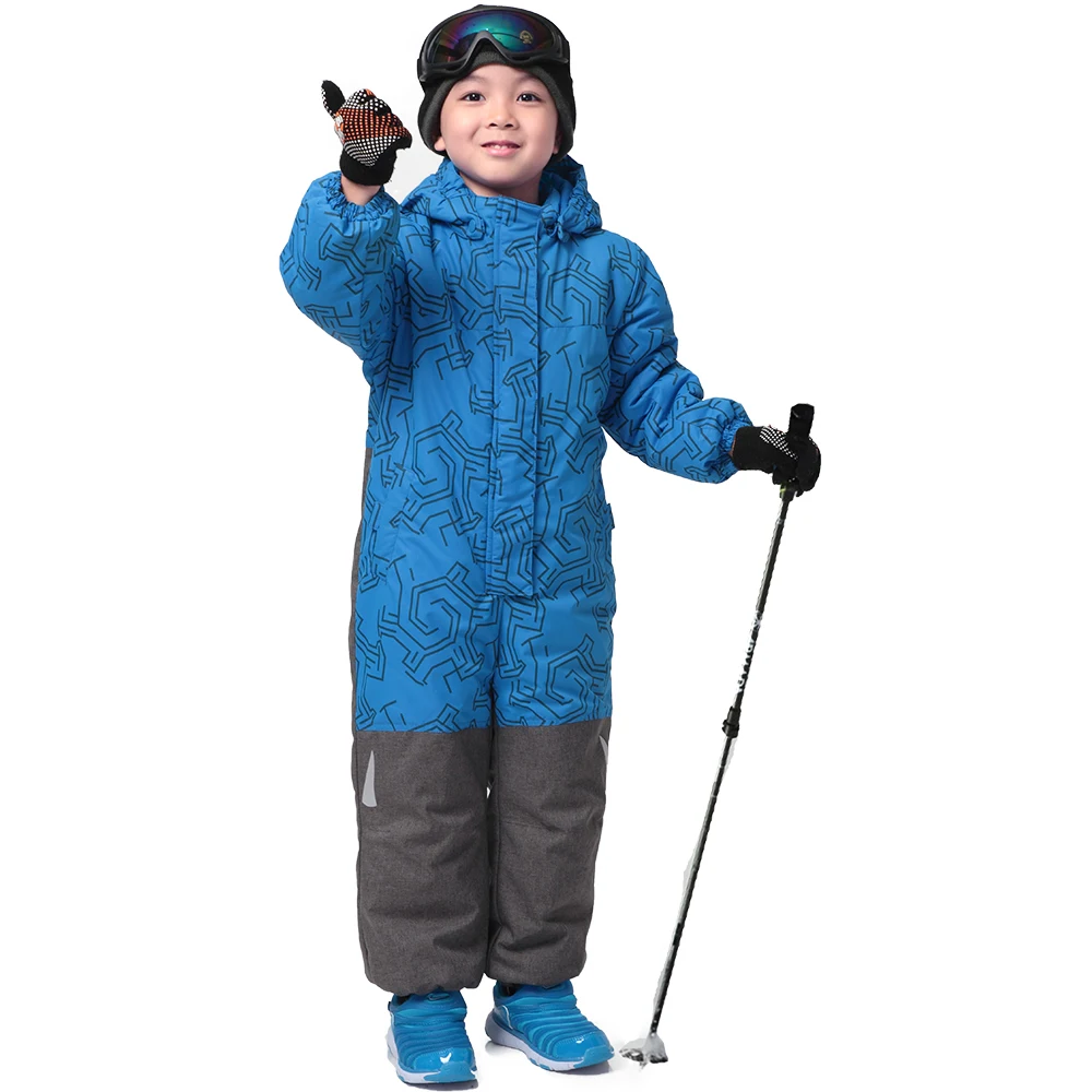2016 new Boys Winter romper Polyester Single Breasted  boys winter clothes Hooded blue Geometric Baby Boys winter warm snowsuit