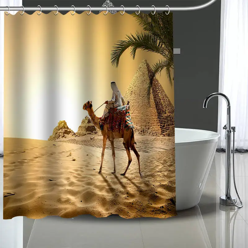 

Новые занавески на верблюдах из полиэстера, водонепроницаемая душевая занавеска для ванной комнаты с пластиковыми крючками, больше размер...