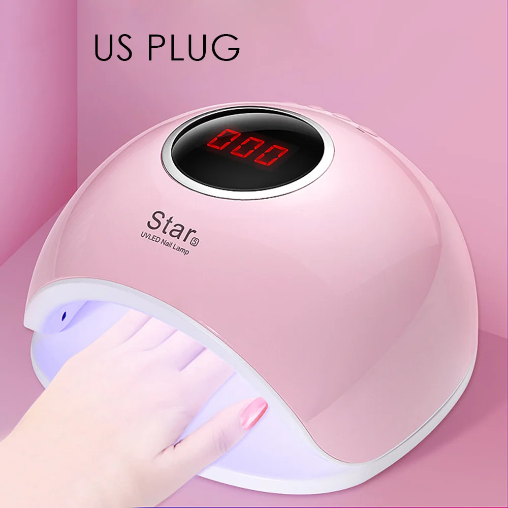 Pink US Star5 72 Вт умные сухие ногти er светодиодный светильник сухие ногти индикатор Дисплей УФ Сушилка отверждения светильник синхронизации гель сухие ногти ing Маникюр Инструмент - Цвет: Pink US