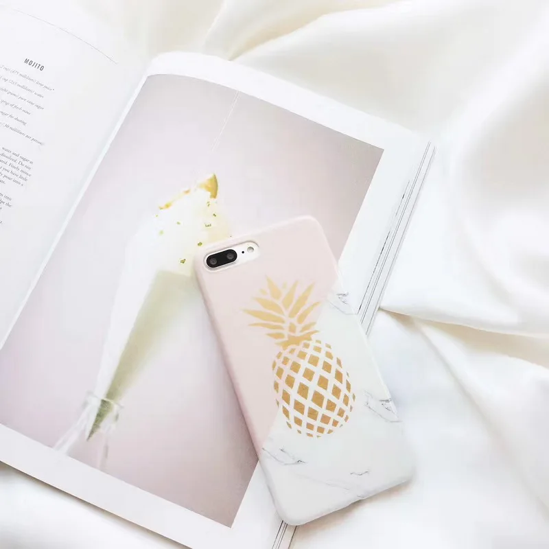 Luxury Gold Pineapple Phone Case For iPhone 6 6S Plus 6Plus 7 7Plus Marble Splice Soft TPU Back Protective Cover |