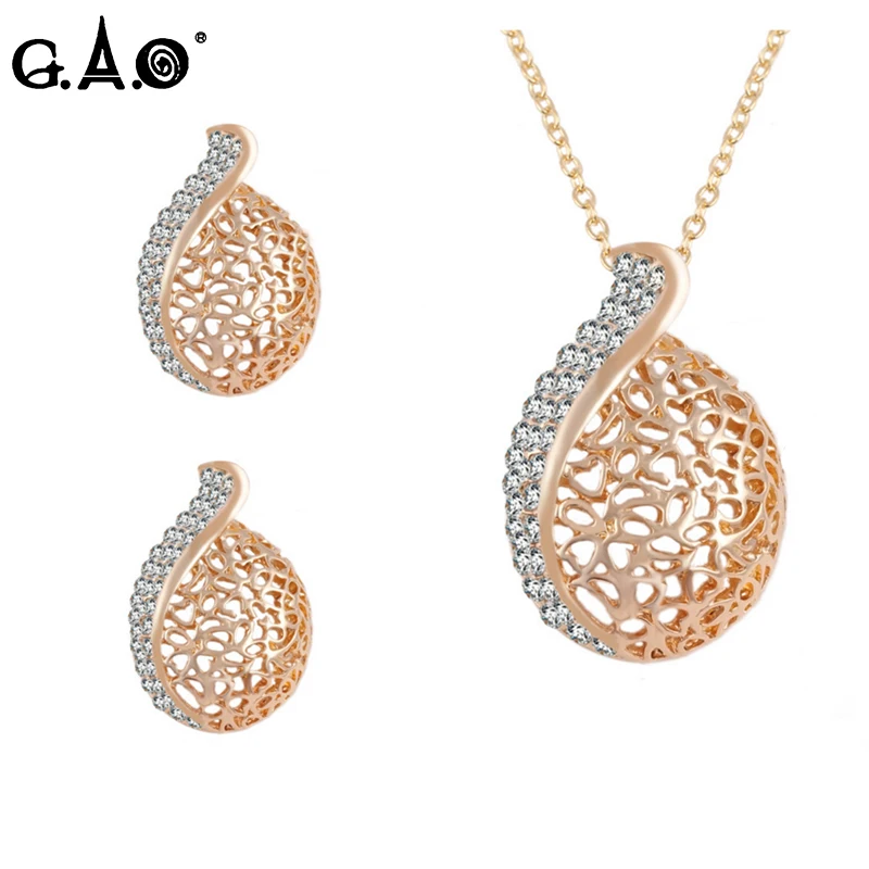 women jewelry set rhinestone hollow statement necklace and earrings sets parure bijoux femme oorbellen hangers jewellery earing | Украшения