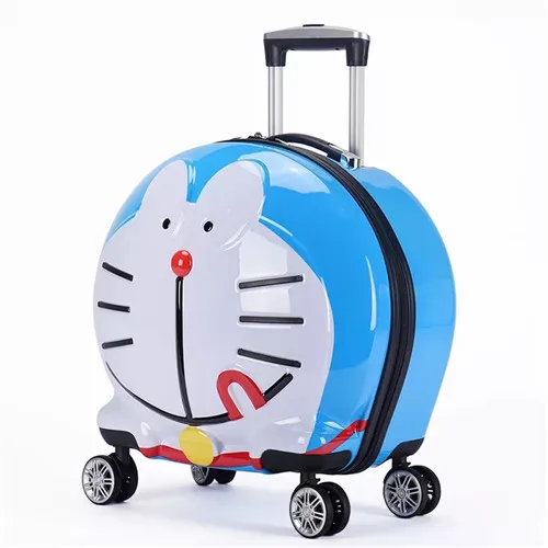 1 KLQDZMS мультфильм Doraemon Дорожный чемодан на колесиках для детей прокатный багаж Дорожная сумка на колесах - Цвет: 1
