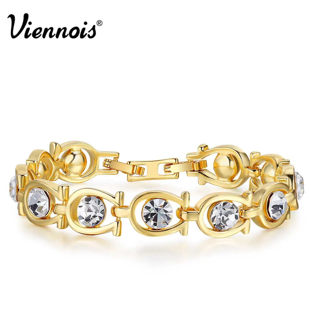 Viennois Мода кубического циркония цепи браслеты из нержавеющей стали для женская