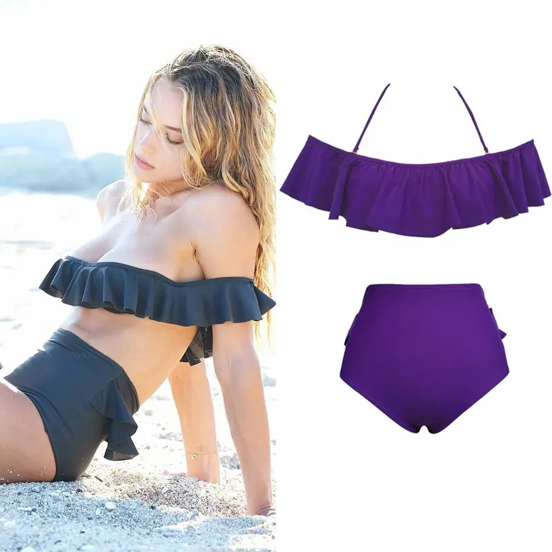 Женский комплект бикини с оборками купальный костюм женское пикантное цветочным