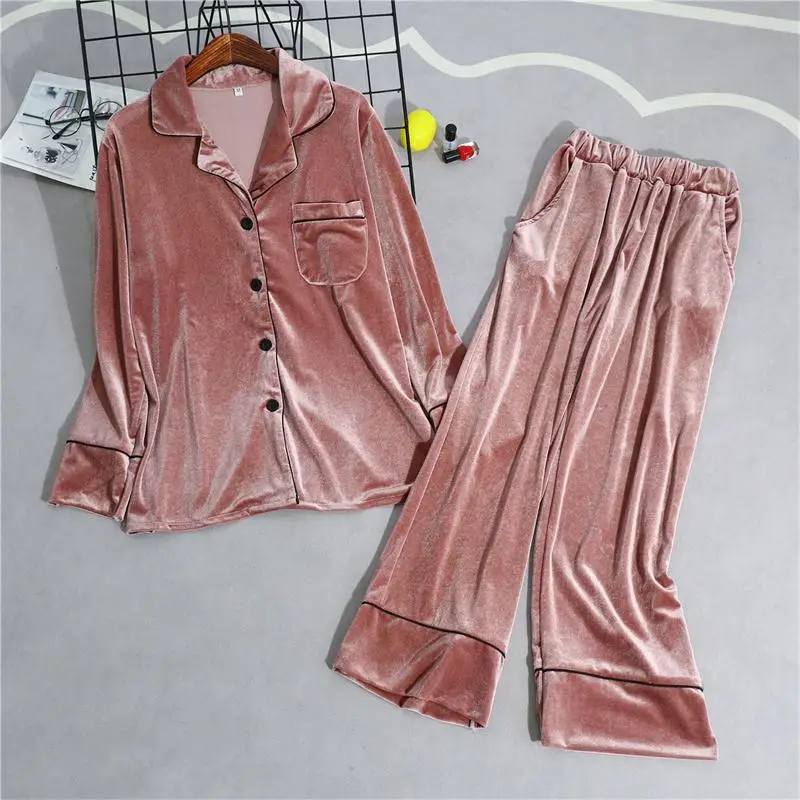 Style 4 Женский велюровый пижамный комплект, зимняя теплая Пижама, комплект, пижама с длинными рукавами, модная Пижама, одежда для сна, домашняя одежда, 2 предмета - Цвет: Style 4