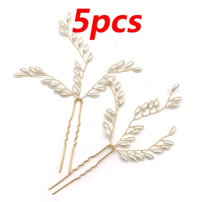 5PCS Style 2 Цветок кристалл заколки для волос популярный свадебный ободок с жемчужинами Стразы шпильки для прически невесты заколки для волос аксессуары для волос для женщин - Цвет: 5PCS Style 2