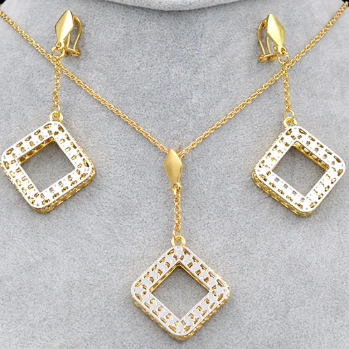 Earrings Necklace M Солнечный Электрический вездеход на ДУ Для женщин колье серьги кулон украшения наборы Star квадрат Макси ювелирные комплекты Dubai - Окраска металла: Earrings Necklace M
