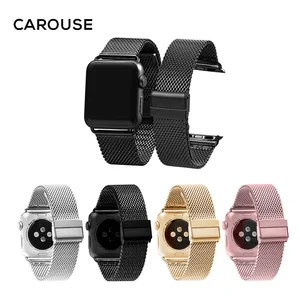 Ремешок для часов Carouse, из нержавеющей стали, Миланский, для Apple Watch, ремешок SE654321, 42 мм, 38 мм, для iWatch, металлический, 40 мм, 44 мм