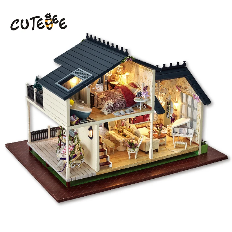 

Кукольный домик CUTEBEE, миниатюрный кукольный домик «сделай сам», деревянная мебель для дома, игрушки для детей, подарок на день рождения, PROVENCE...