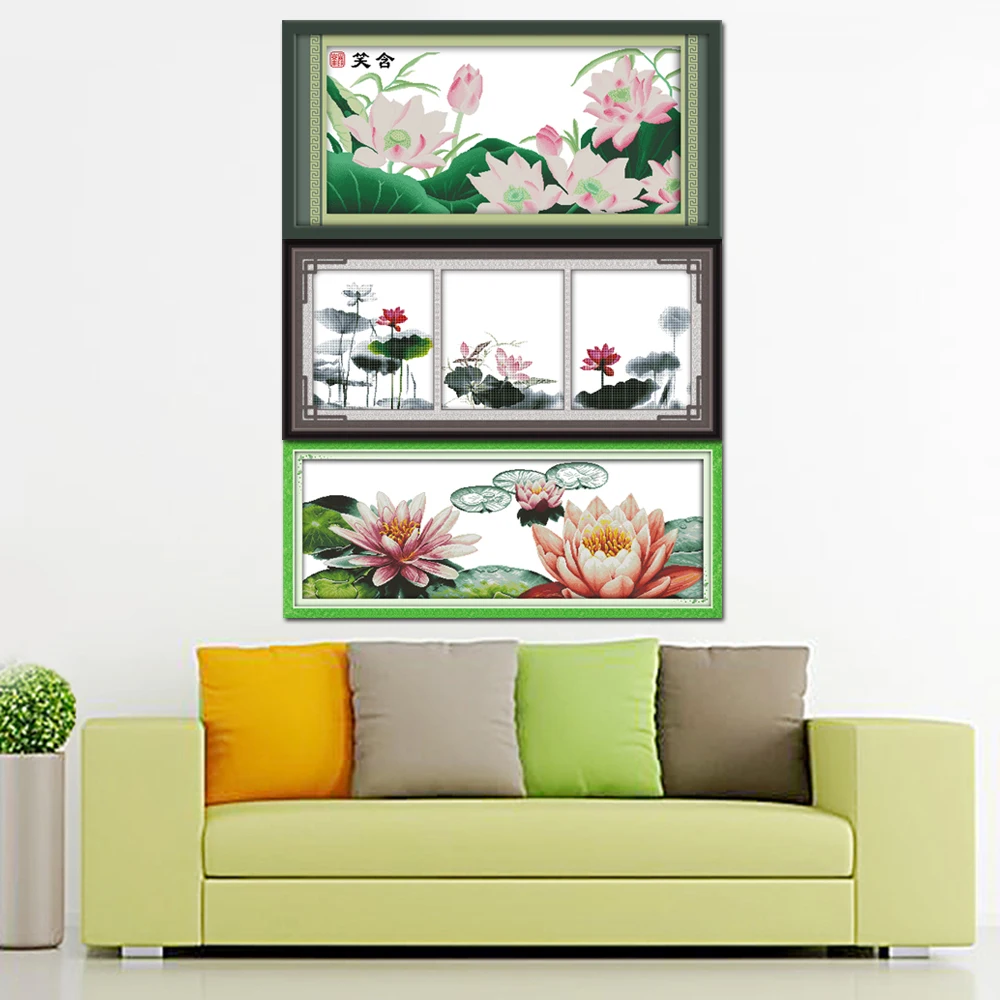 Домашний декор Joy Sunday Lotus H063 H182 H285 14CT 11CT Летние наборы для вышивки крестиком с