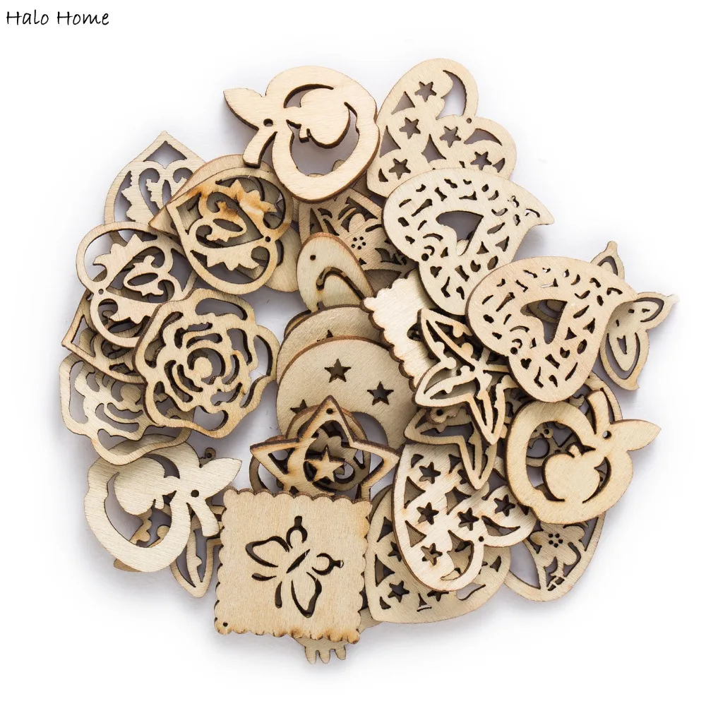 Лучшее качество Flatback деревянные ремесла украшения акции Скрапбукинг 50 шт