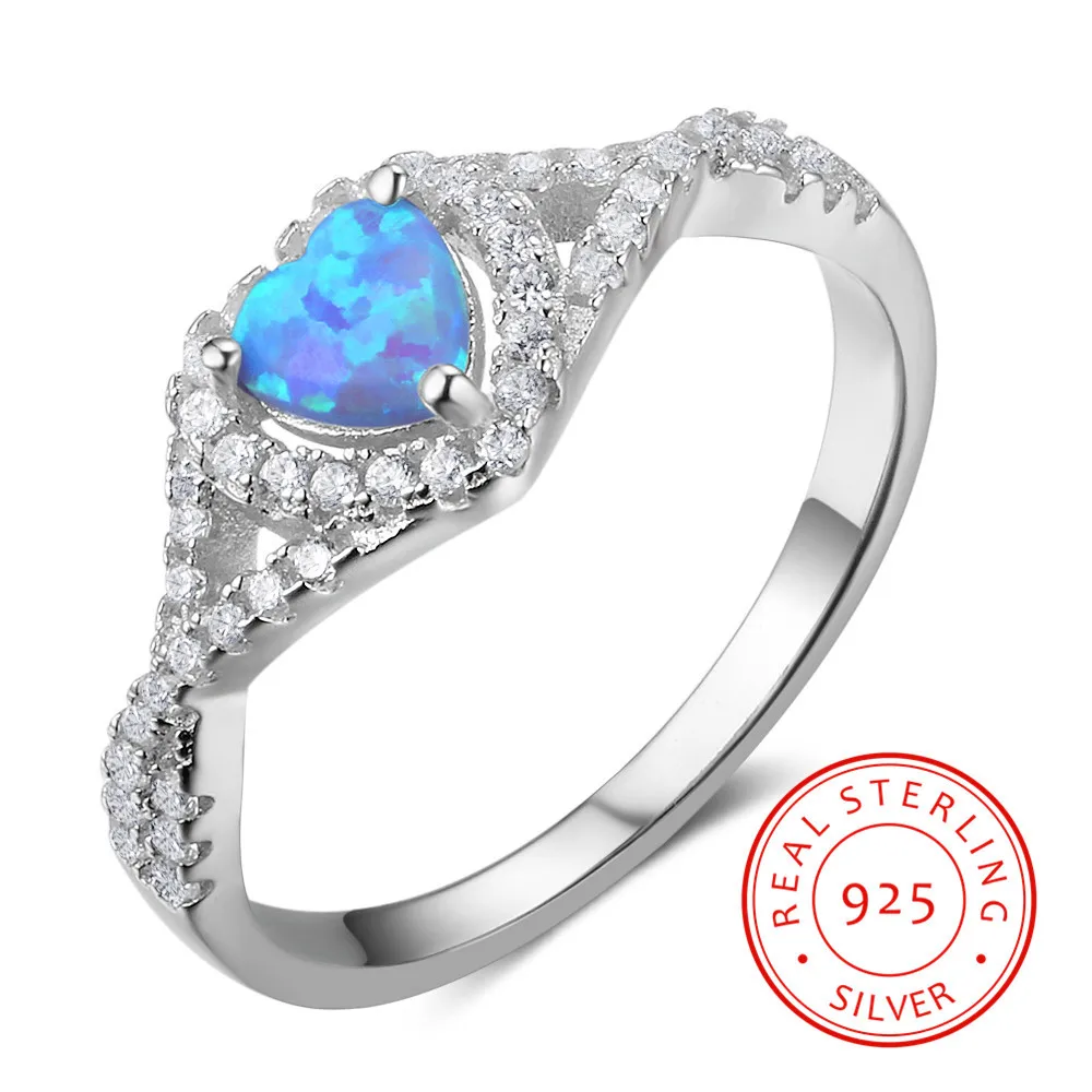 

Женское кольцо из серебра 925 пробы, с голубым опалом и кубическим цирконием