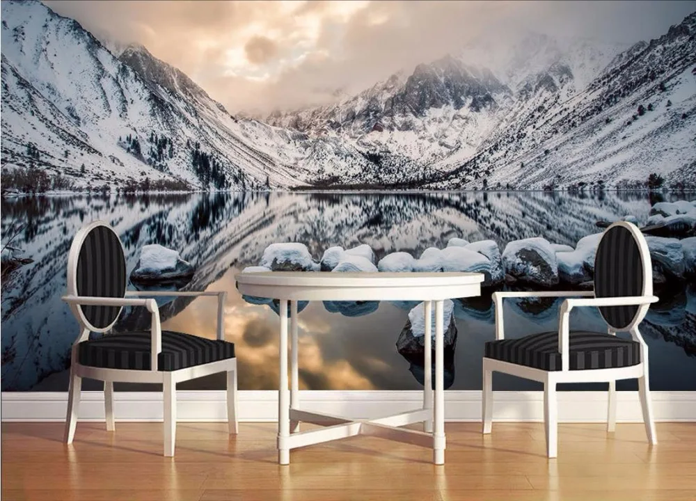 

3D обои для гостиной, на заказ, Настенные обои с изображением снега, гор, 3D фотообои, настенные росписи