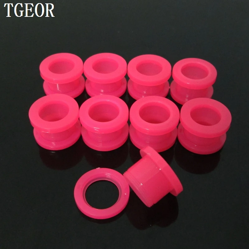 

Free shipping mixed 8 gauges 160pcs acrylic solid pink screw on ear tunnels