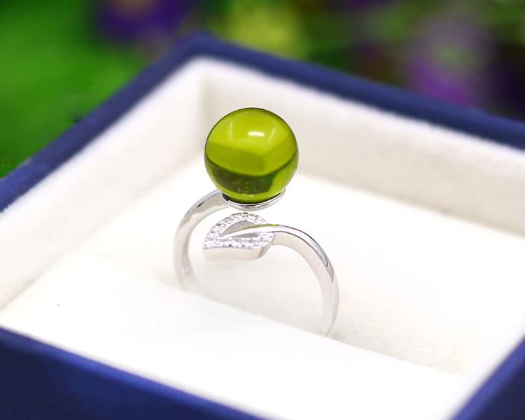 925 Sterling Silver Color Adjustable Leaf Ring Base Settings With 8MM-11MM Round Cabochon Ring Base Blanks Setting DIY Jewelry