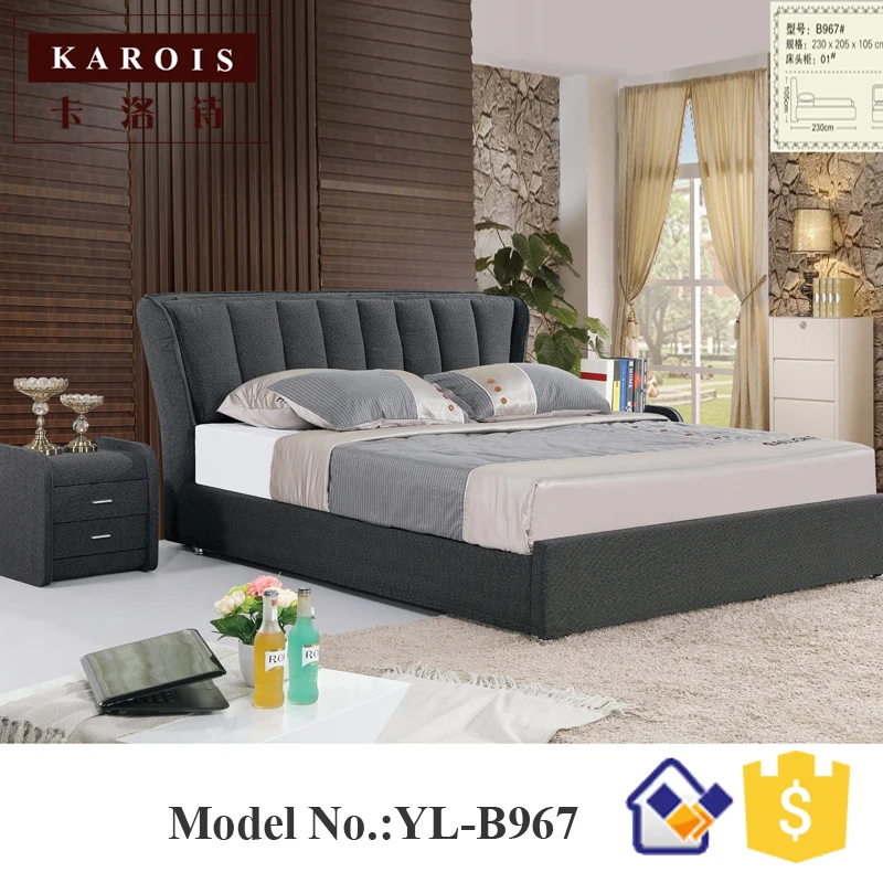 Современный обитый супер король королева Двойная Ткань каркас кровати|fabric bed