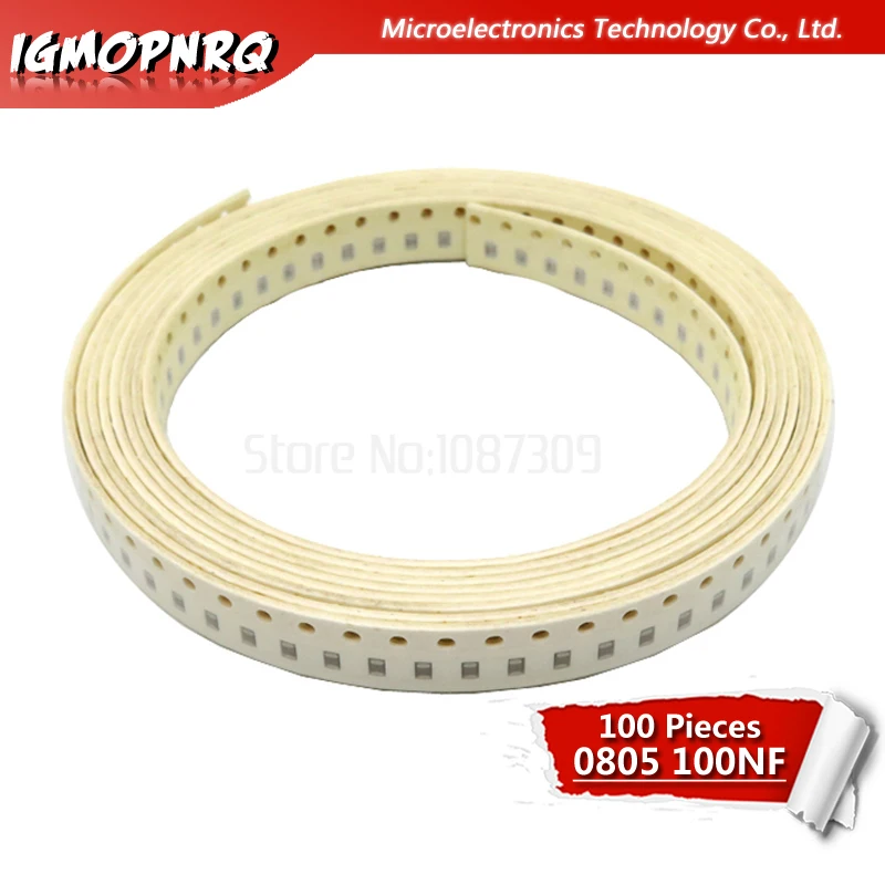 100 шт. 100nF X7R ошибка 10% с алюминиевой крышкой 50В 0805 0 1 мкФ 104 SMD толстая пленка