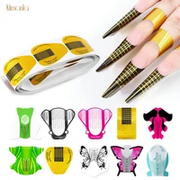 10 designs nail art form tips 100pcs french nail extension guides for uv gel acrylic diy tools adhesive building forms stickers