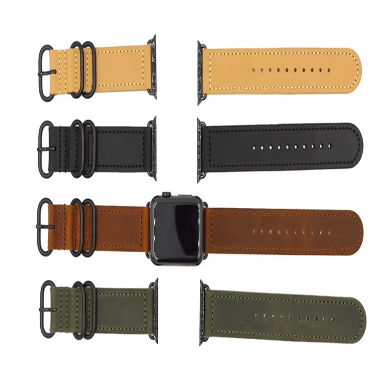 Кожаный ремешок в стиле ретро для apple watch 44 мм и браслет 40 спортивный iwatch band 42 серия