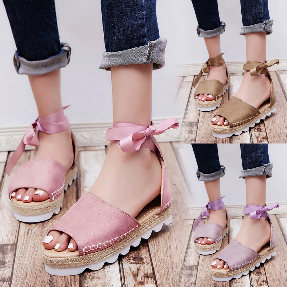 Женские однотонные толстые нижние сандалии из флока с открытым носком обувь на