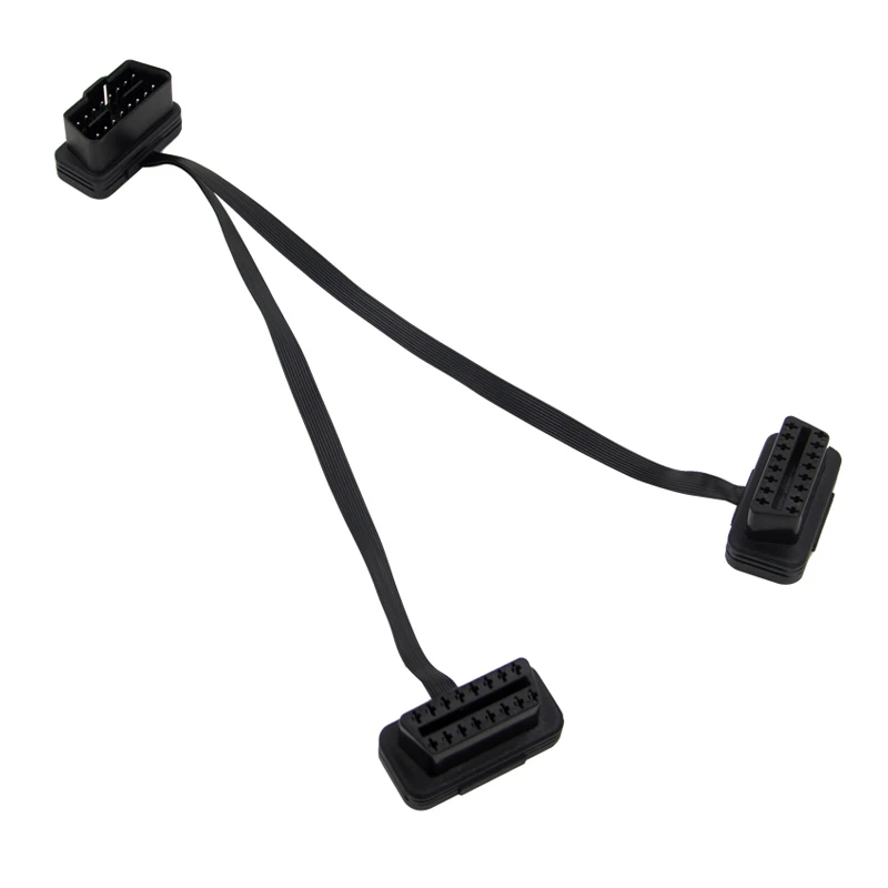 OBD2 16pin ELM327 Мужской Двойной Женский Y сплиттер локоть удлинитель + 16 pin тонкий