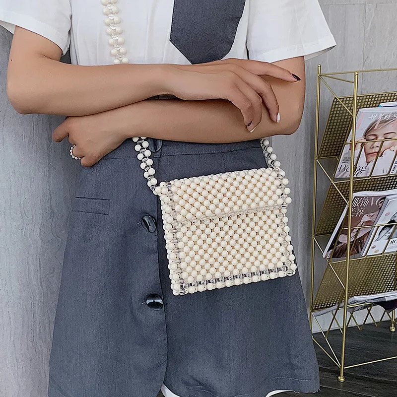 Шикарная плетеная Женская сумочка с жемчугом ручной работы дизайнерские сумки