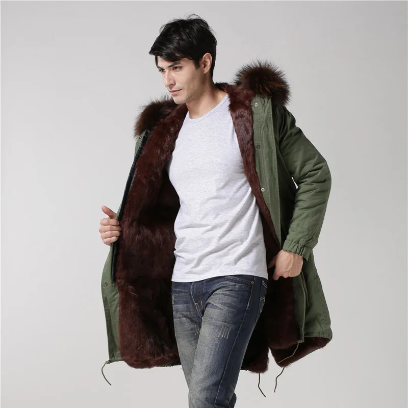 Оптом и в розницу Высокое качество S-XXXXL зимняя меховая парка капюшон армейский