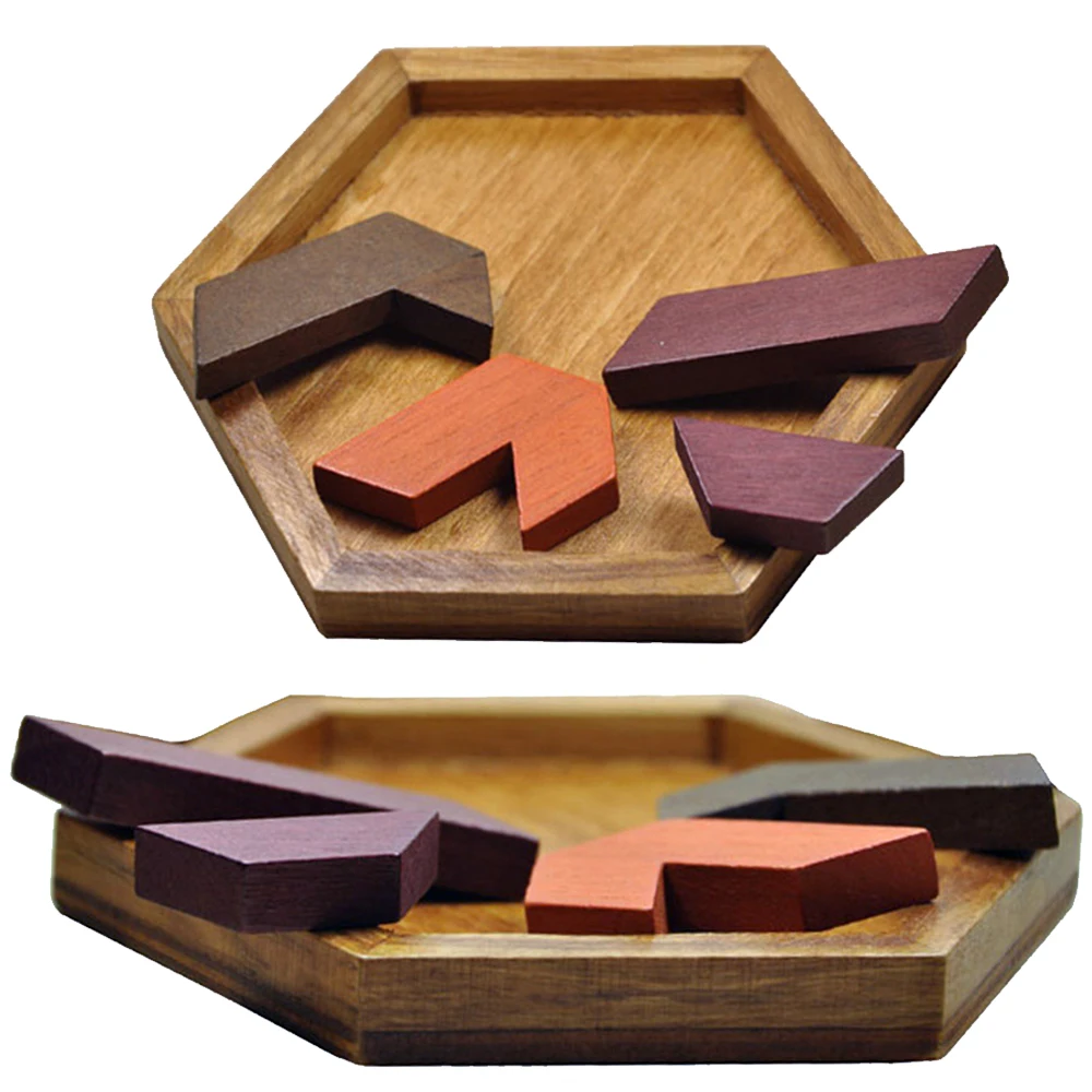 Шестиугольная головоломка деревянный лобзик пилочка игра для детей мини пузль