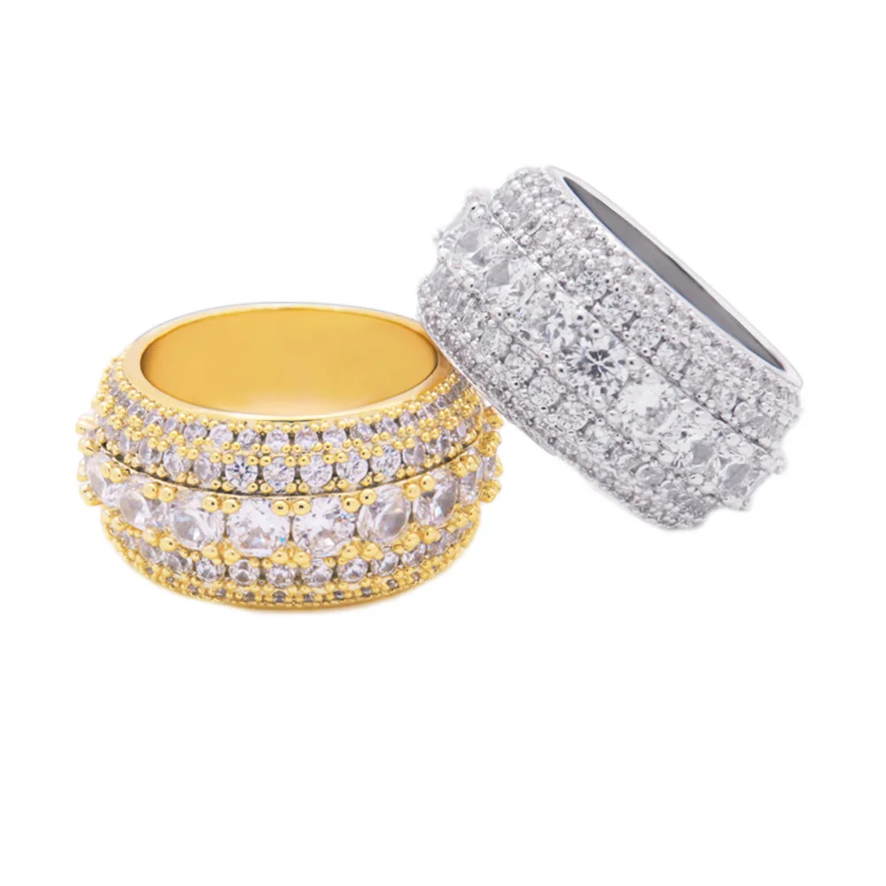 Крапановая закрепка ААА CZ камень Bling лед из ювелирных изделий круглые кольца на