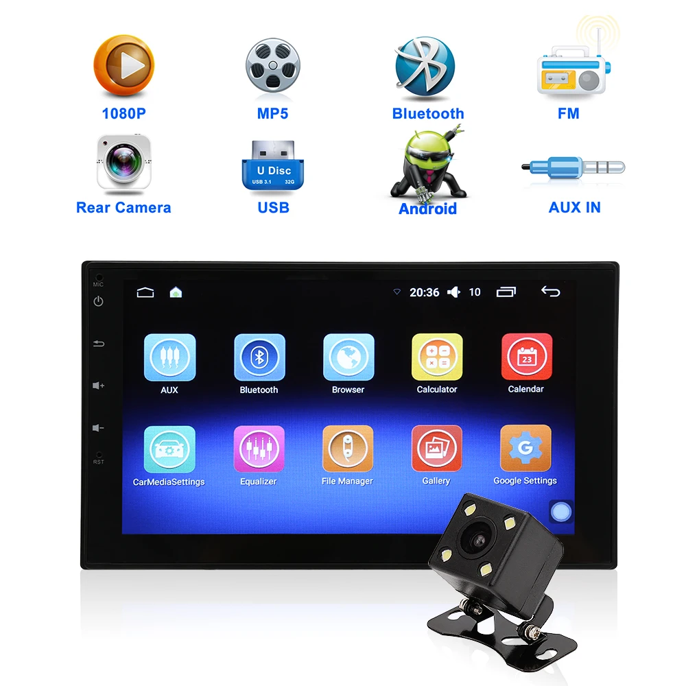 2 din android автомобильное радио 2DIN bluetooth Android 6 0 gps навигация Универсальный