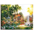 Набор для вышивания крестом, картина на белой канве 40x50 см, с изображением дома, для рукоделия