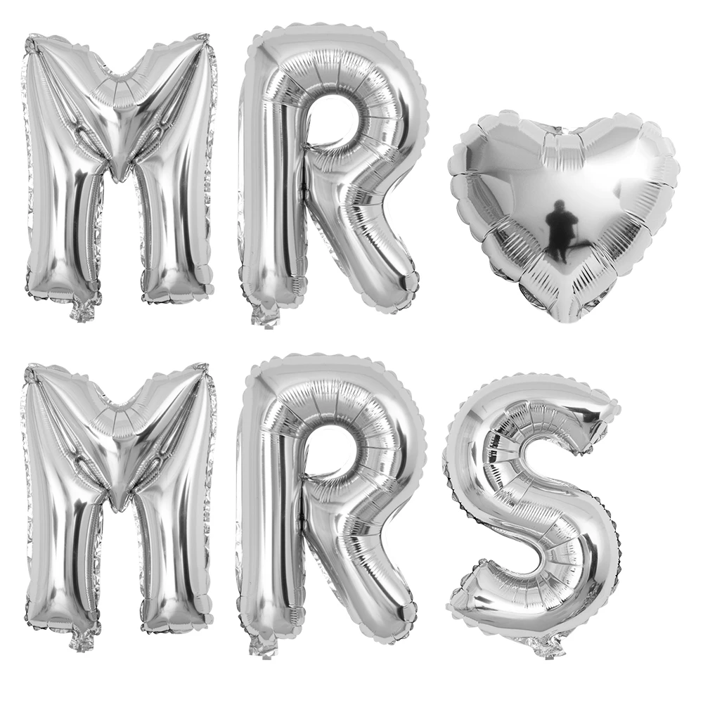 6 шт 16 дюймов цвета розового золота с буквенным принтом воздушных шаров MR MRS