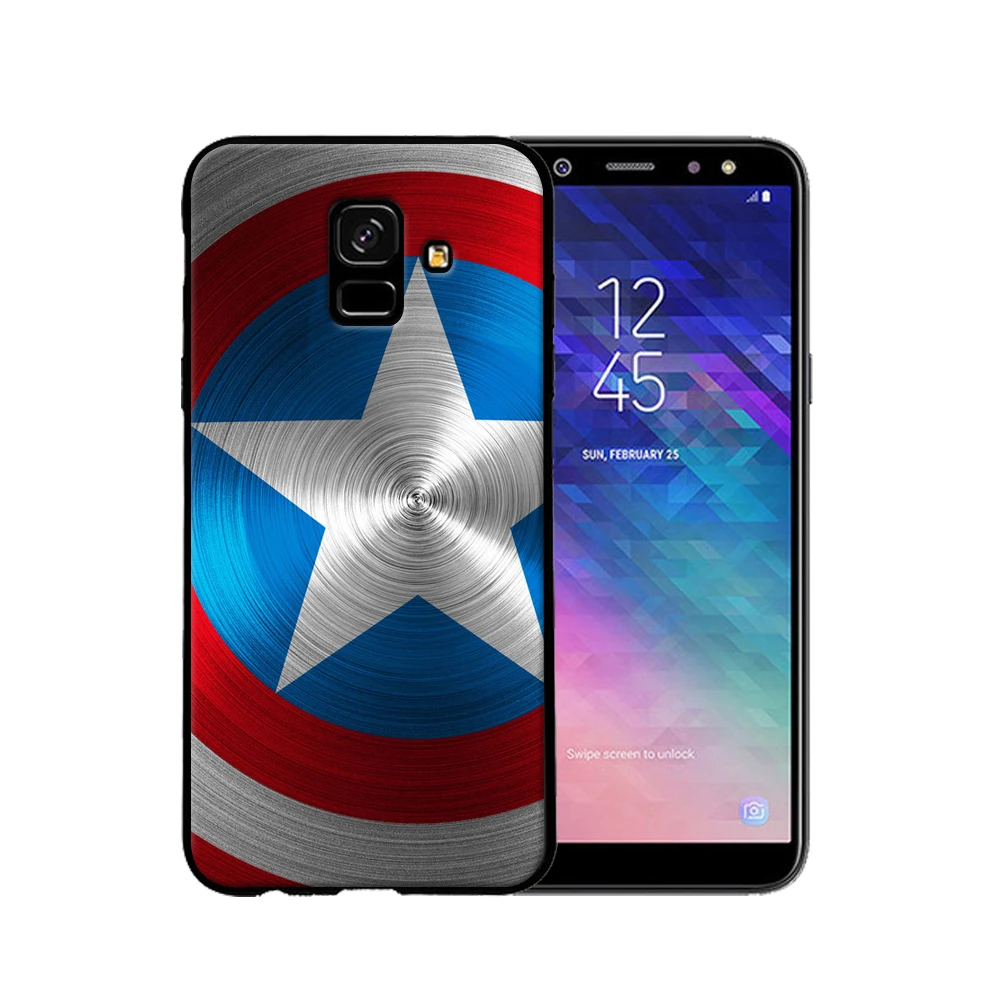 For Samsung Galaxy A6 cover Batman Superman Spiderman black soft silicone A6Plus Mobile Phone Cases |