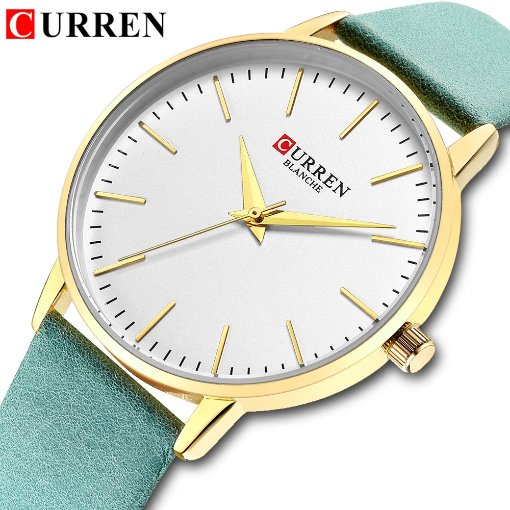 CURREN новые модные женские часы брендовые Роскошные кожаные с циферблатом